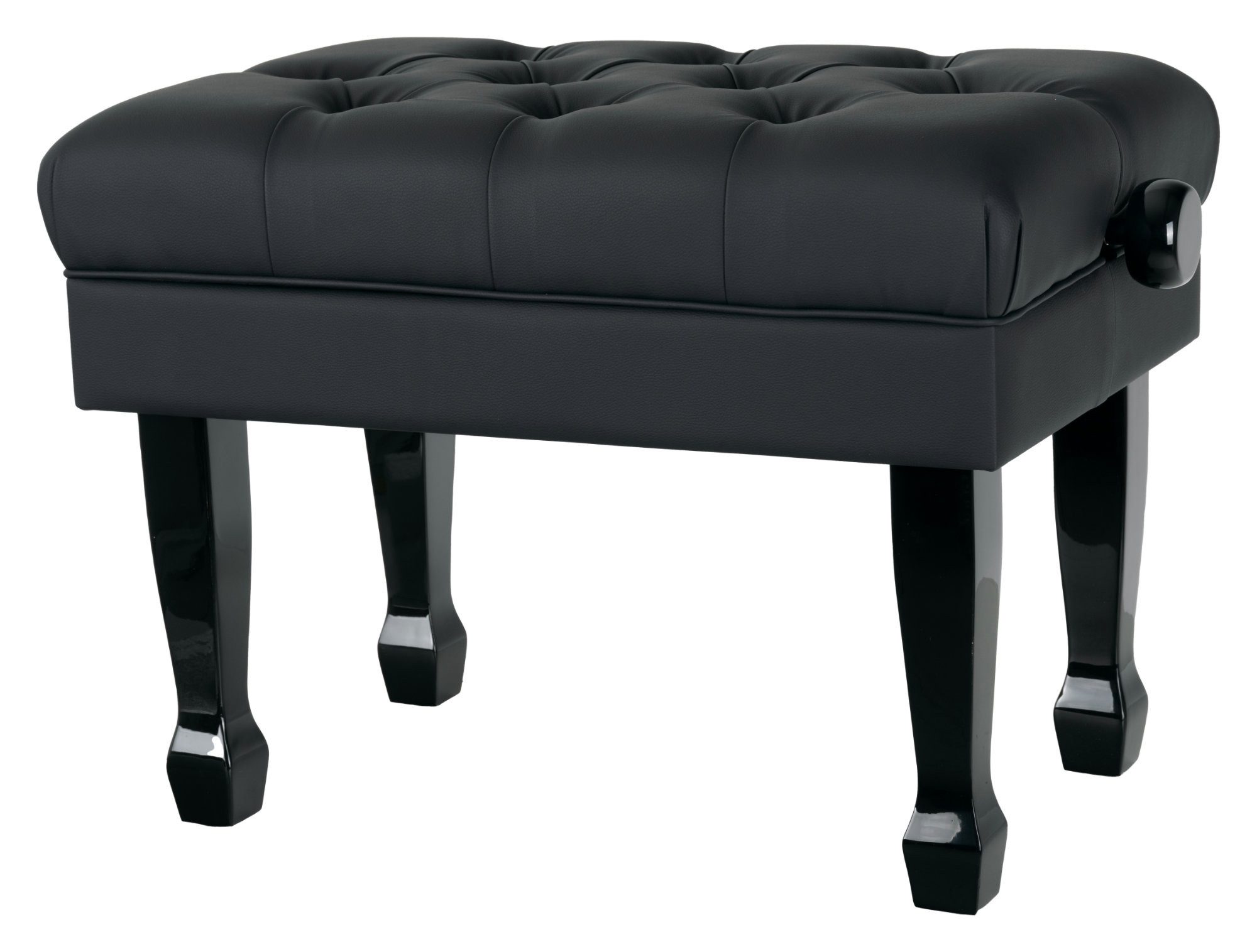 Classic Cantabile Klavierbank Pianobank Modell W Schwarz Hochglanz verstellbar Chesterfield-Stil (Stück, 1-St., inkl. Werkzeug für den Aufbau), Schwarzer Kunstlederbezug im Chesterfield-Stil