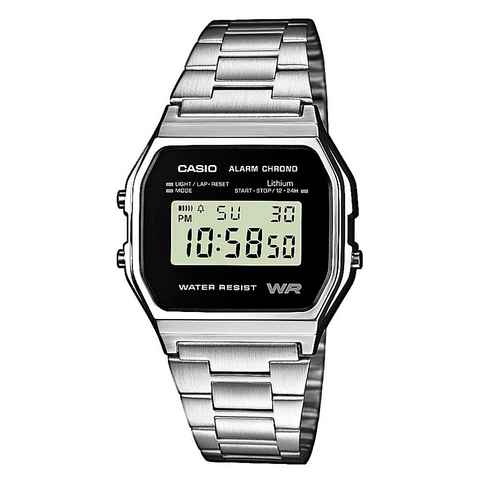 CASIO VINTAGE Chronograph A158WEA-1EF, Quarzuhr, Armbanduhr, Damen, Herren, digital, retro, Stoppfunktion