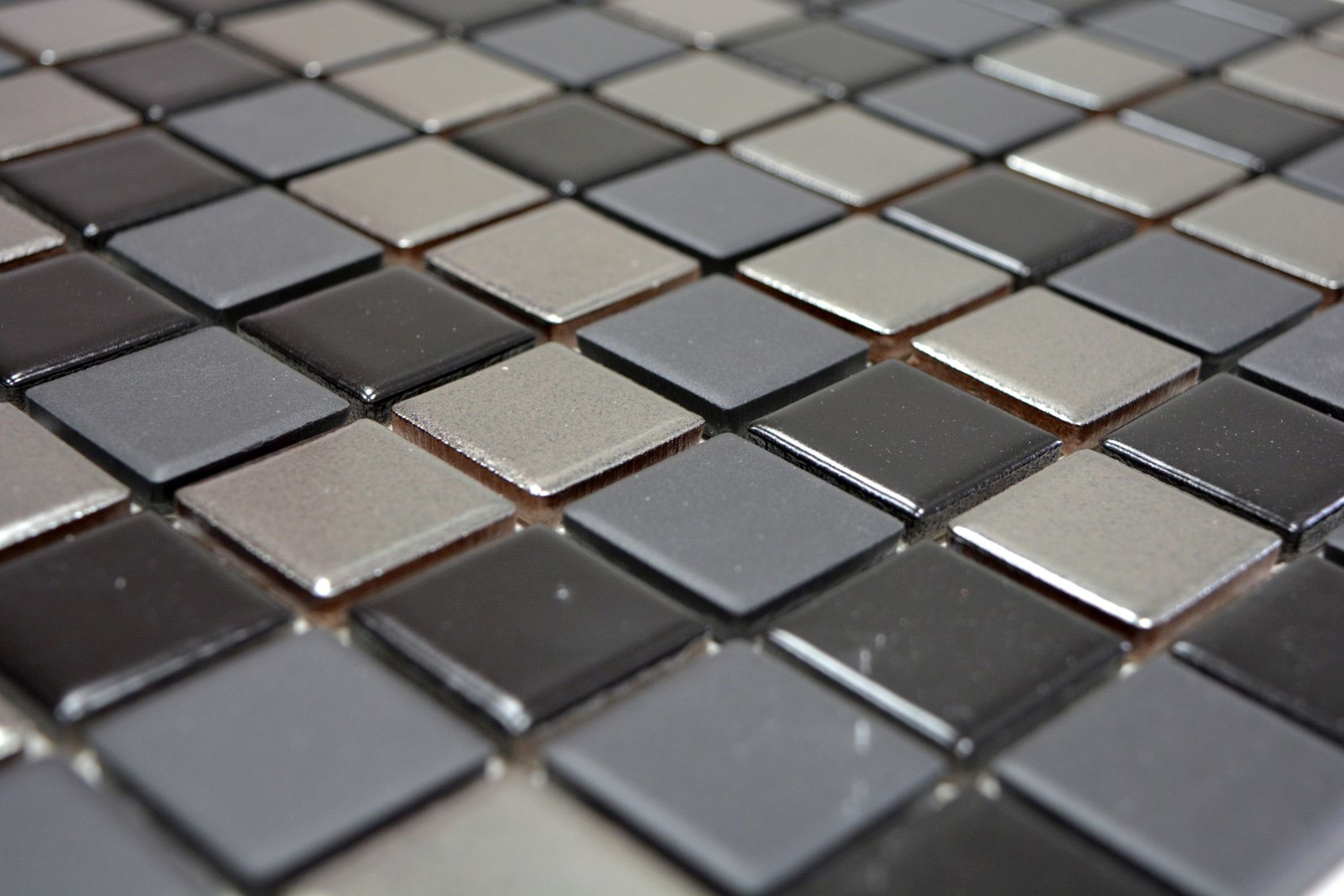 schwarz silber Küche Keramik Mosaik Mosaikfliesen Mosani anthrazit chrome