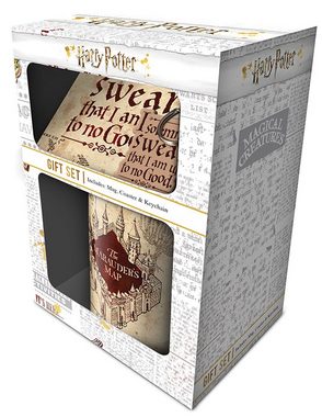 PYRAMID Tasse Geschenkset (Tasse, Untersetzer & Schlüsselanhänger) - Harry Potter, Keramik, inkl. Untersetzter und Schlüsselanhänger