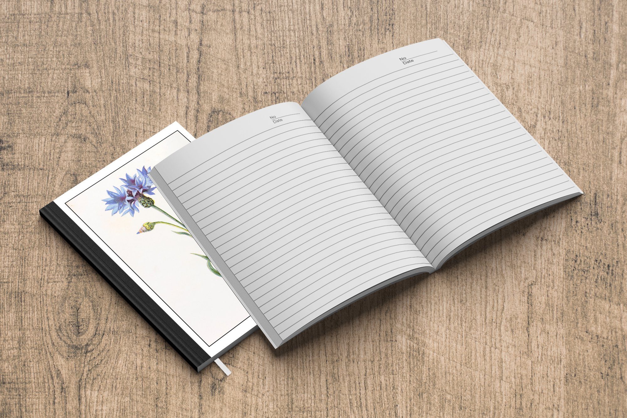 Illustration Kornblumen, Seiten, Notizbuch Merkzettel, MuchoWow Eine 98 Haushaltsbuch Notizheft, A5, von Tagebuch, Journal, zwei