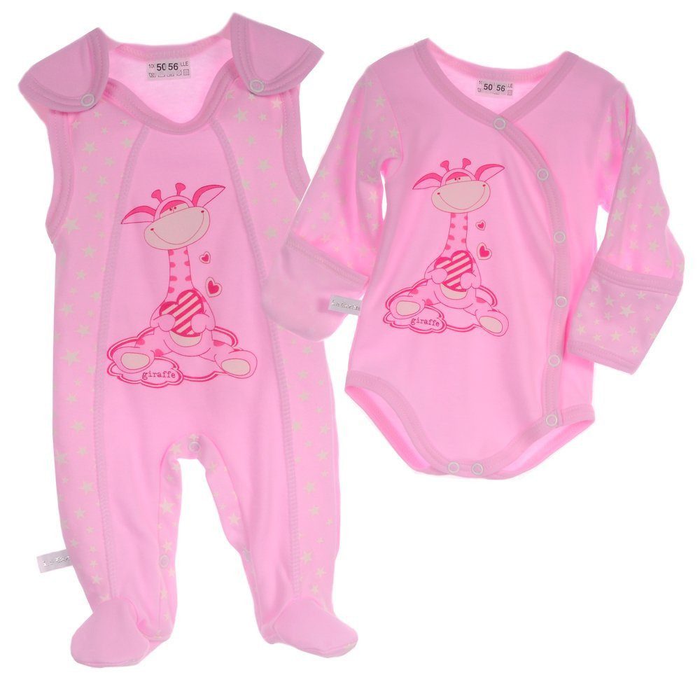 Strampler Baby Anzug in Rosa Wickelbody und Stramplerhose in Rosa