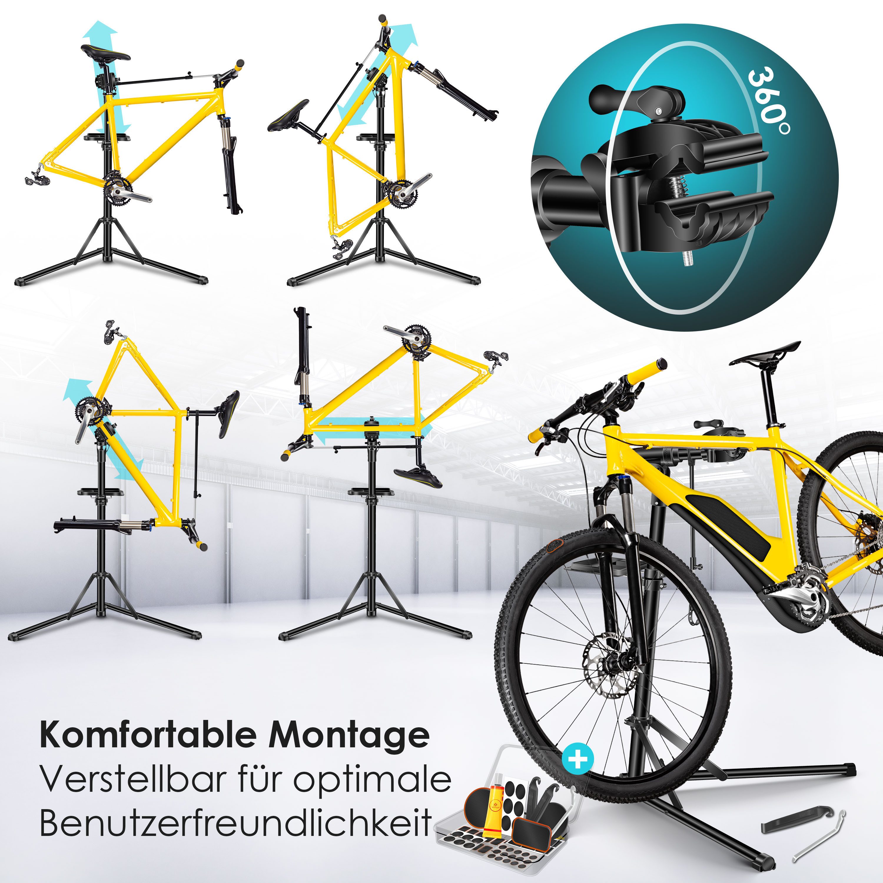 KESSER Fahrrad-Montageständer, Fahrradmontageständer Profi Reparaturständer Aluminium – Bild 5 von 5