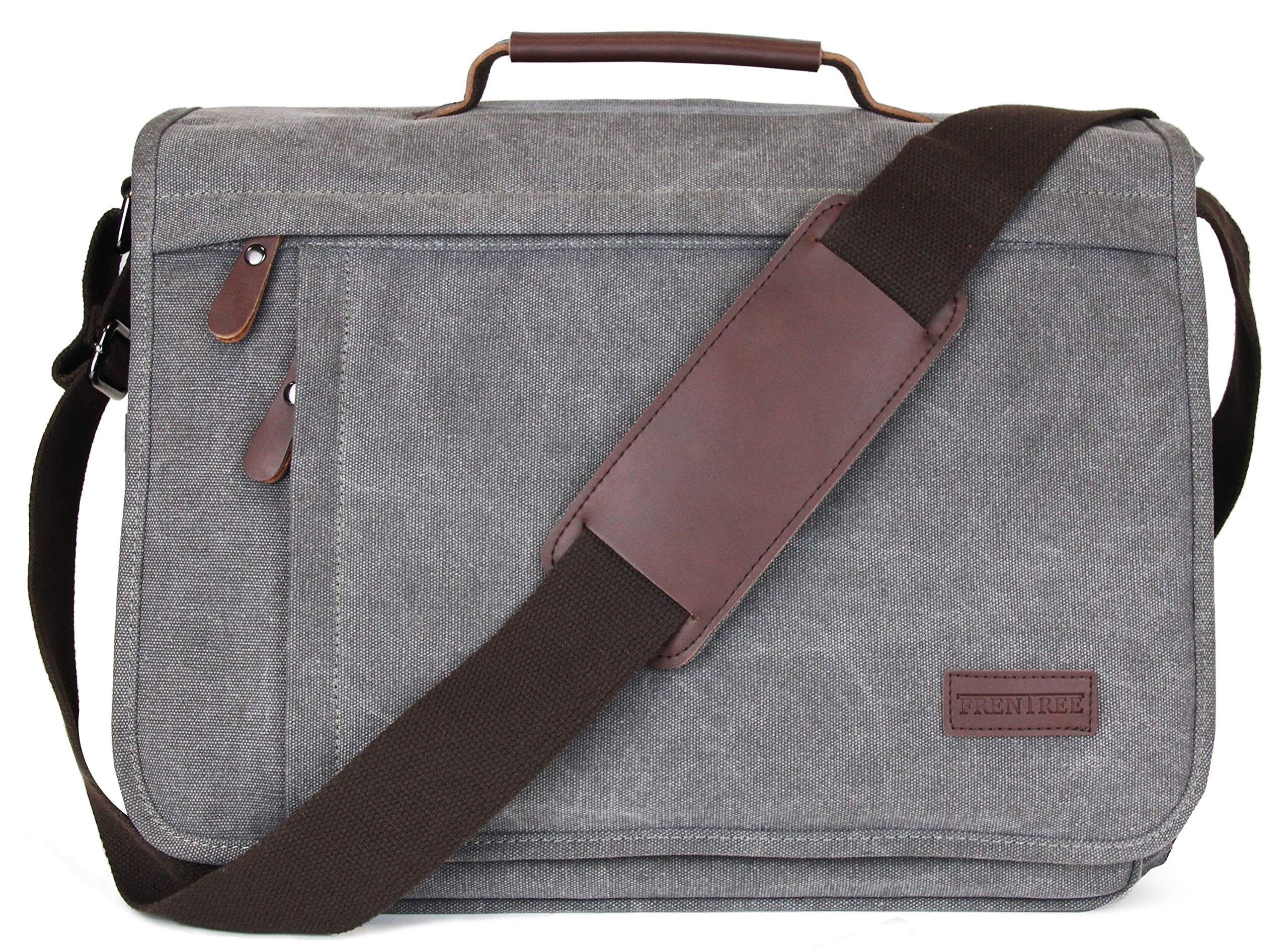 Frentree Laptoptasche Umhängetasche praktische Allrounder, Laptoptasche bis 15.6 Zoll Laptops Notebook Canvas Tasche