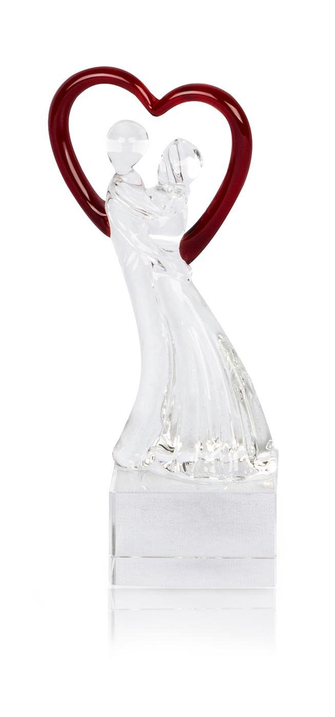 Levandeo® Skulptur, Designer Glas Skulptur 15,5x5cm Hochzeit Liebe Deko Geschenk