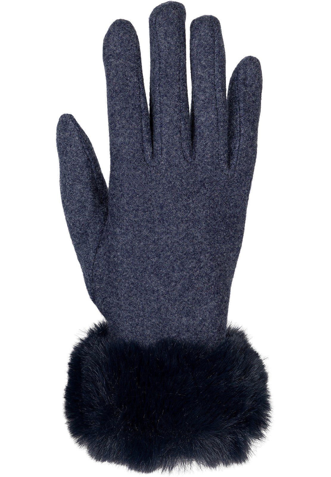 Dunkelblau mit Touchscreen Fleecehandschuhe Kunstfell styleBREAKER Handschuhe
