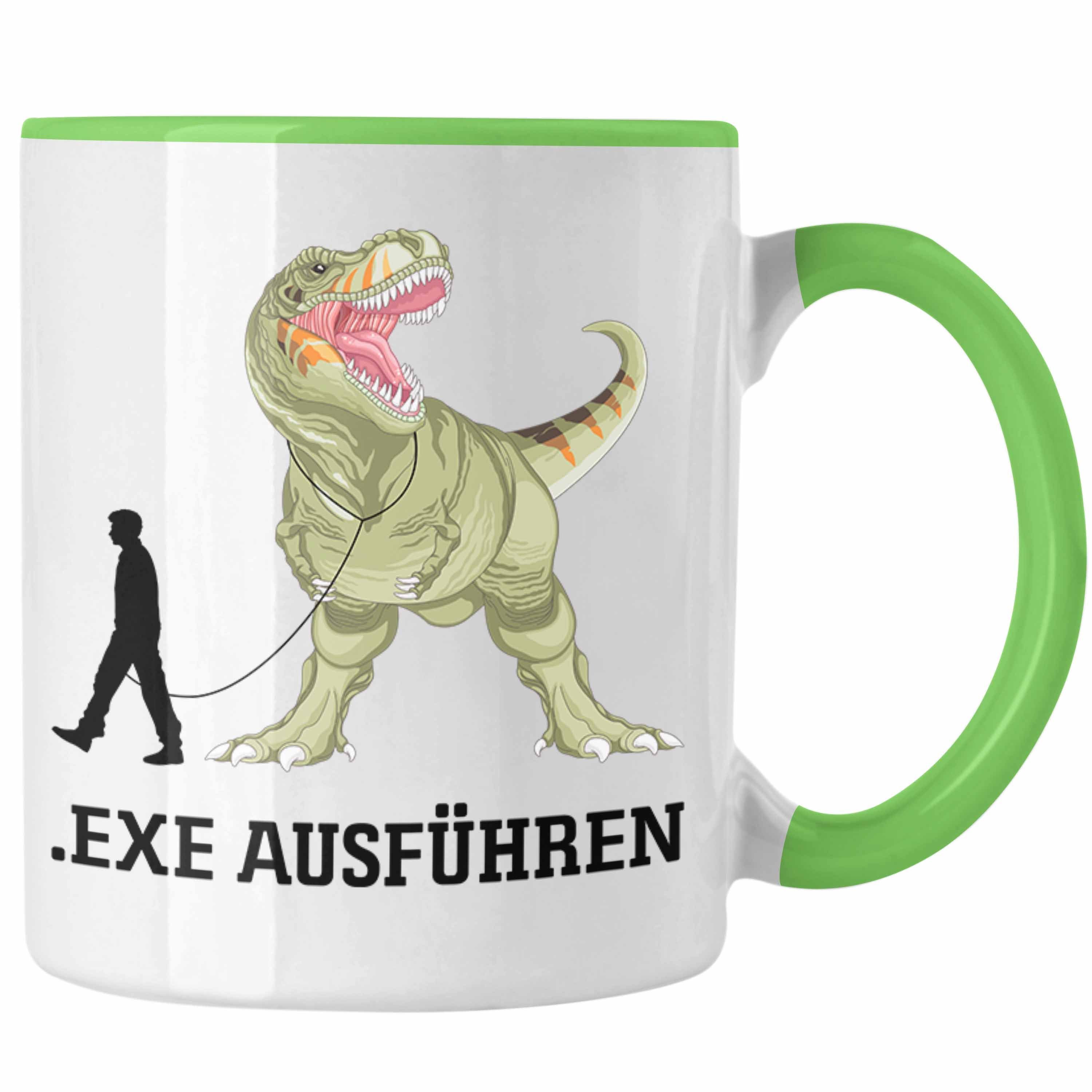 Trendation Tasse Admin Tasse Geschenk Programmierer Informatiker .Exe Ausführen Dinosau Grün