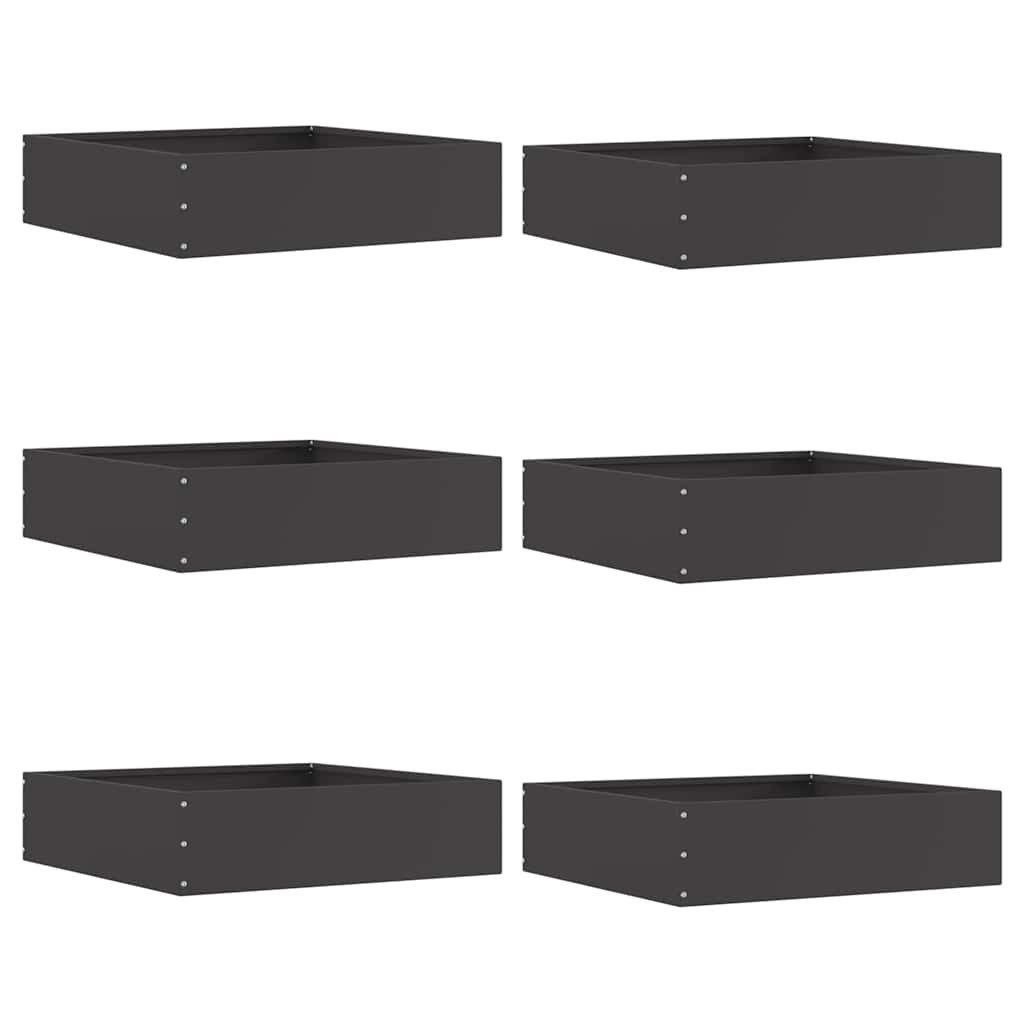 vidaXL Beetumrandung Rasenkante 6 stk. 50 x 50 x 13 cm Stahl Schwarz