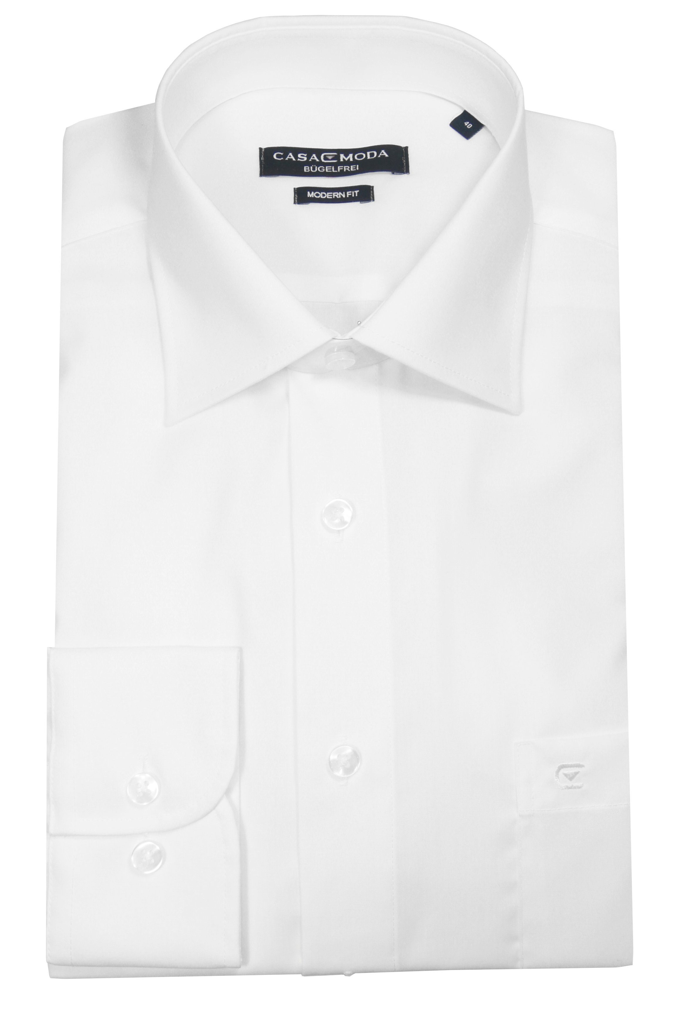 CASAMODA Businesshemd Herren Hemd Langarm Hemd uni modern fit Kentkragen, weiß HL30, 43 – Bild 3 von 5