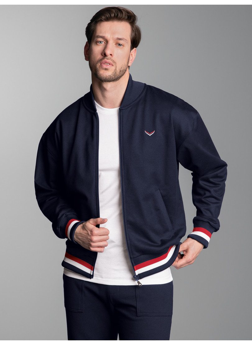 Trigema Sweatjacke TRIGEMA Collegejacke mit kontrastfarbigen Elementen (1-tlg)