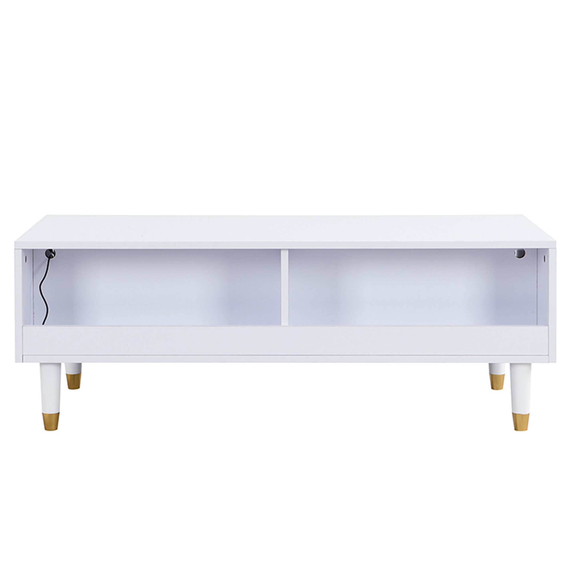 KLAM HOME Couchtisch Couchtisch mit gold-weißen Massivholzbeinen, LED-Beleu günstig online kaufen