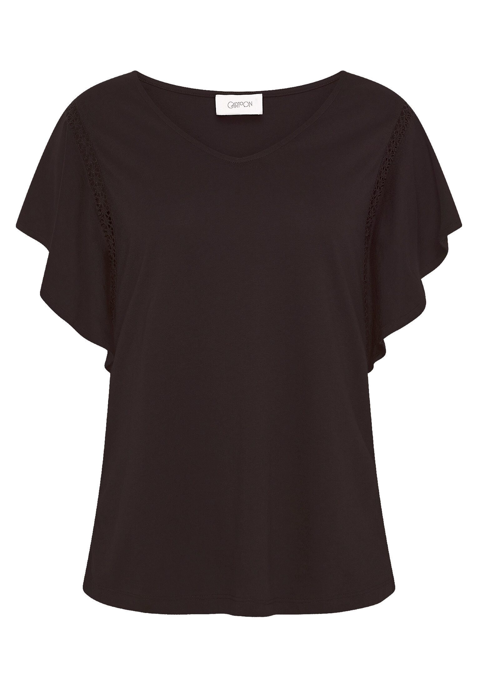 Cartoon Kurzarmshirt Damen mit V-Ausschnitt (1-tlg)