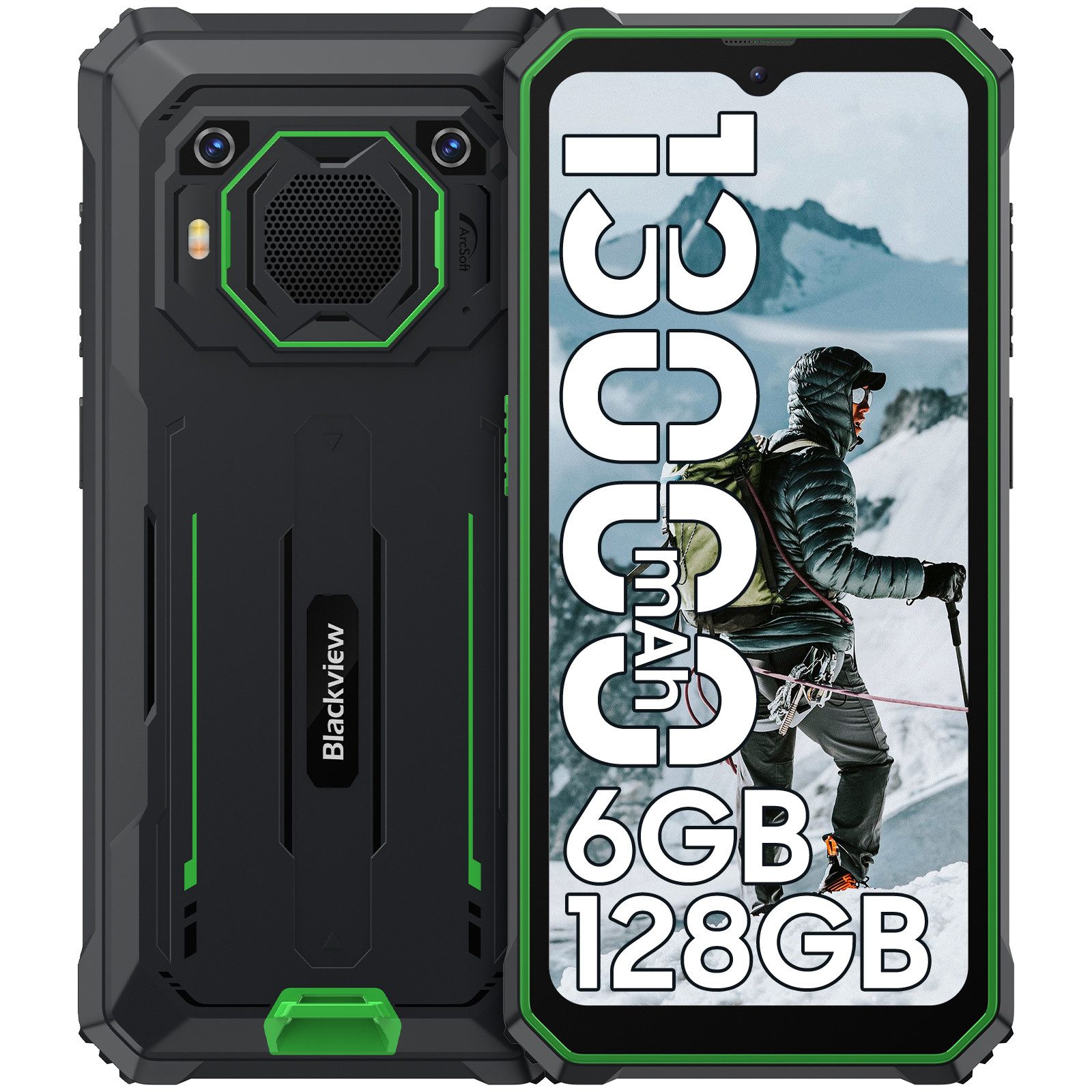 blackview BV6200Pro(6+128) AI Smartphone (6.56 Zoll, 13 MP Kamera, 13000mAh, 18W, 98dB Lautsprecher, Fingerabdruck/NFC,Ohne Vertrag)