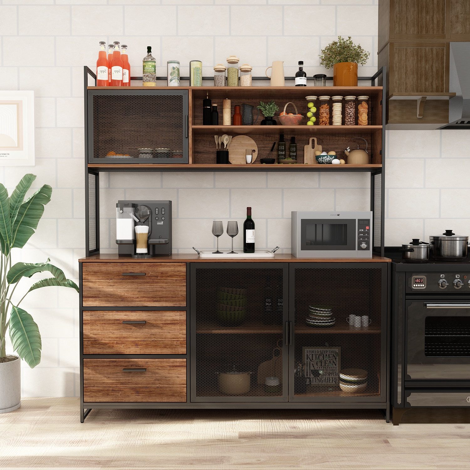 FUFU&GAGA Küchenbuffet Buffetschrank mit Arbeitsplatte und günstig online kaufen