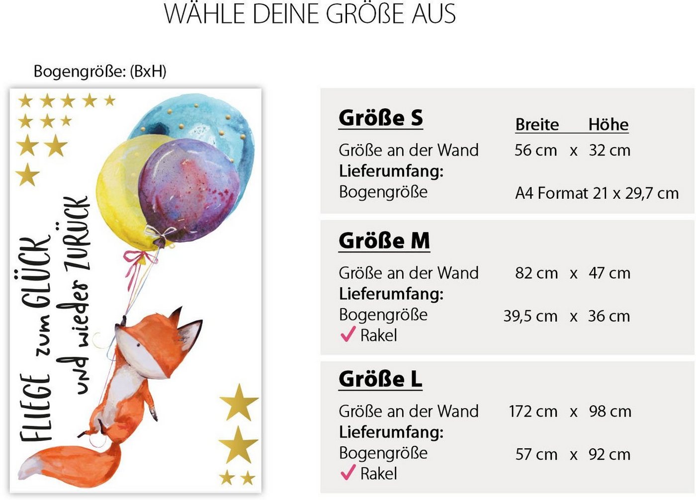 little DECO Wandtattoo »Little Deco Wandtattoo Fliege zum Glück und Fuchs mit Ballons«-HomeTrends