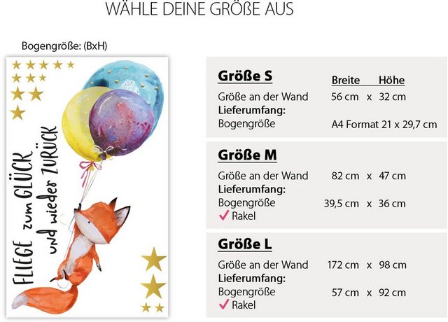 little DECO Wandtattoo »Little Deco Wandtattoo Fliege zum Glück und Fuchs mit Ballons«-Otto