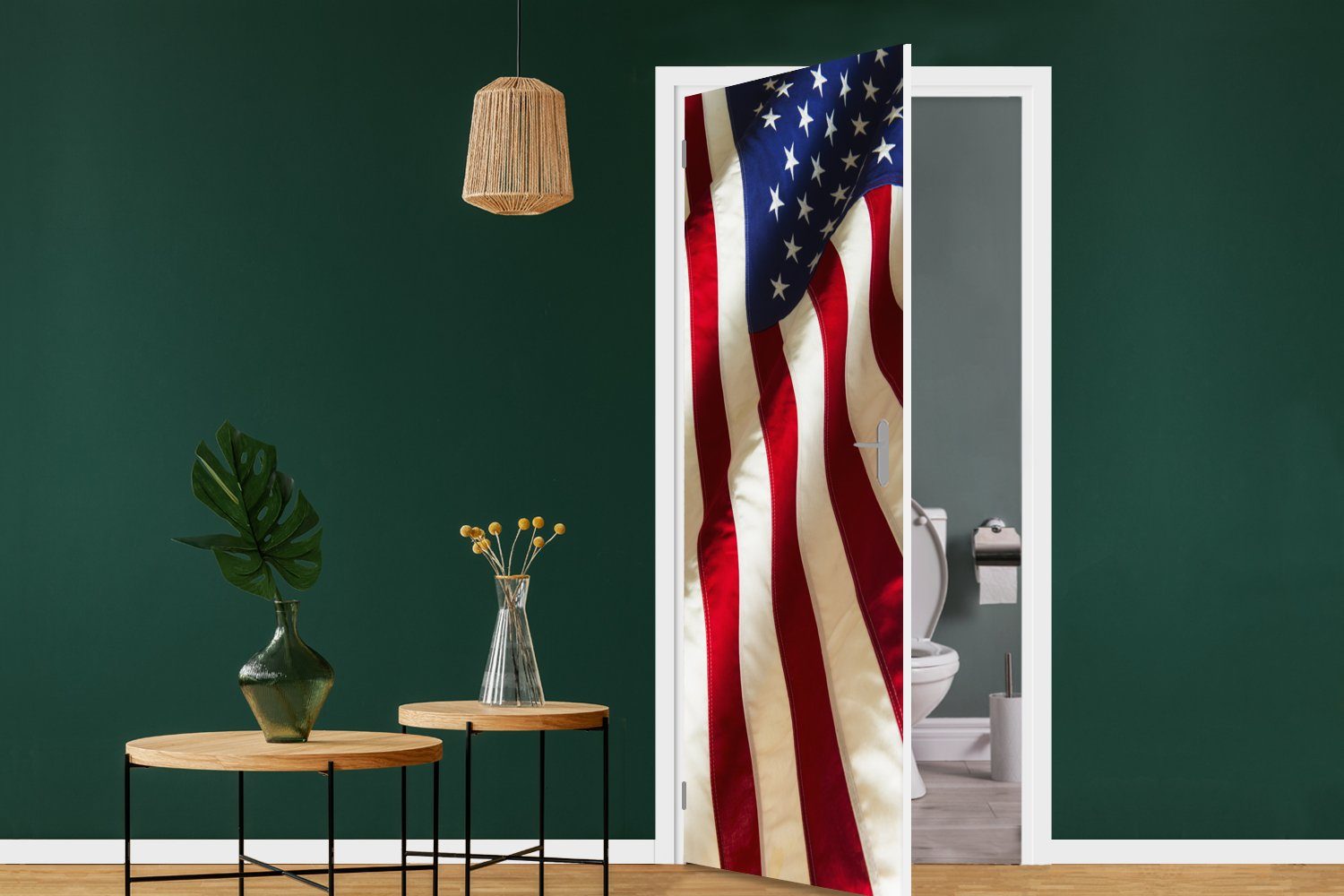 Türtapete der 75x205 St), Flagge Tür, MuchoWow Staaten, Vereinigten Türaufkleber, Matt, für cm bedruckt, Fototapete (1