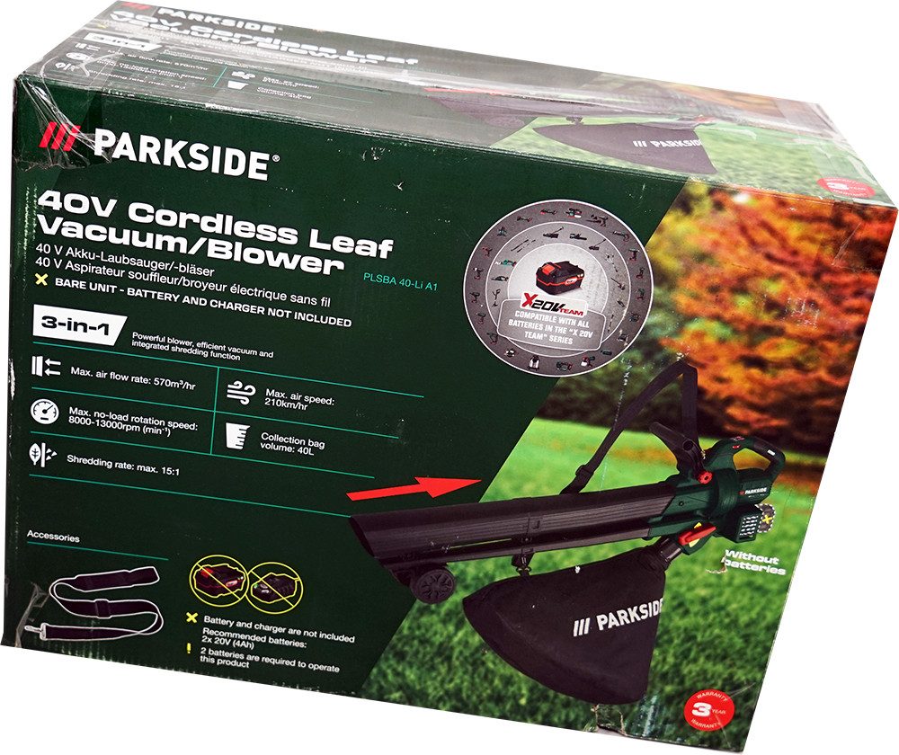 Parkside Akku-Laubsauger 40V Akku Laubsauger Laubbläser günstig online kaufen