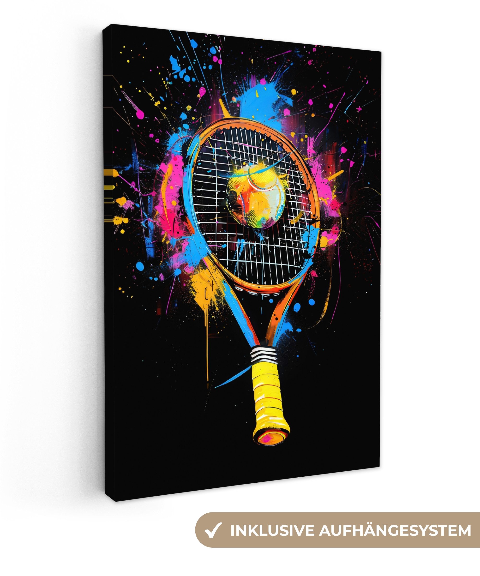 OneMillionCanvasses® Leinwandbild Graffiti - Sport - Tennis - Rakete - Ball günstig online kaufen