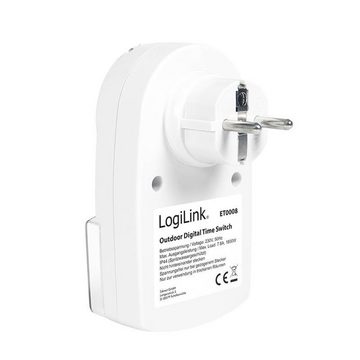 LogiLink Zeitschaltuhr für den Außenbereich, Weiss, IP44, LCD Display