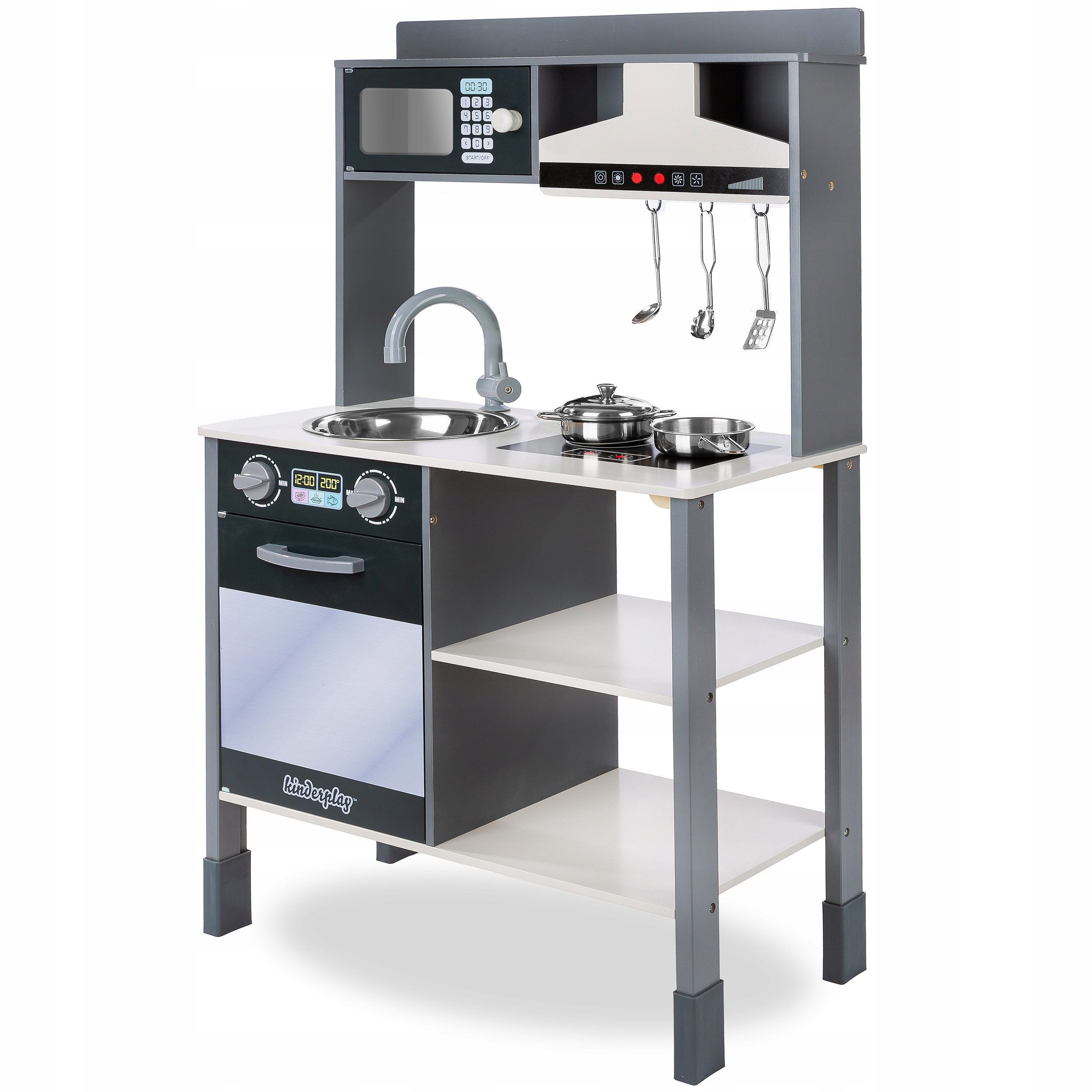 kinderplay Spielküche Kinderküche Holz 100cm – Interaktiv mit Licht & Sound – Spielspaß Holz, mit Sound