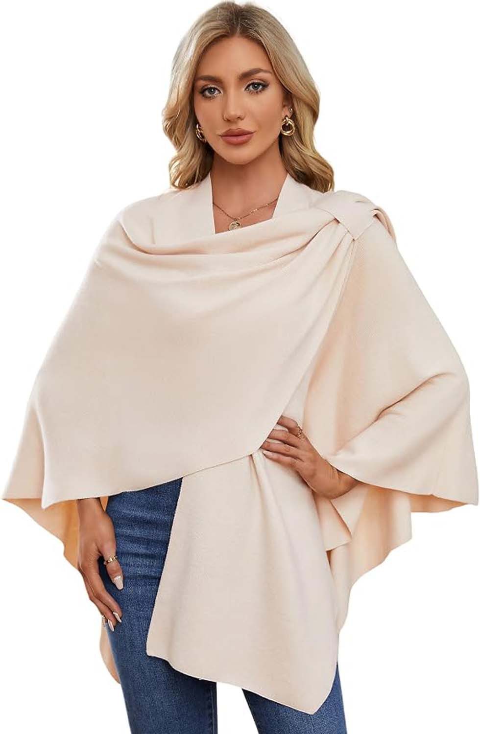nsihing Poncho Damen Poncho Schal Strick Cape Cardigan Weich für Herbst Winter