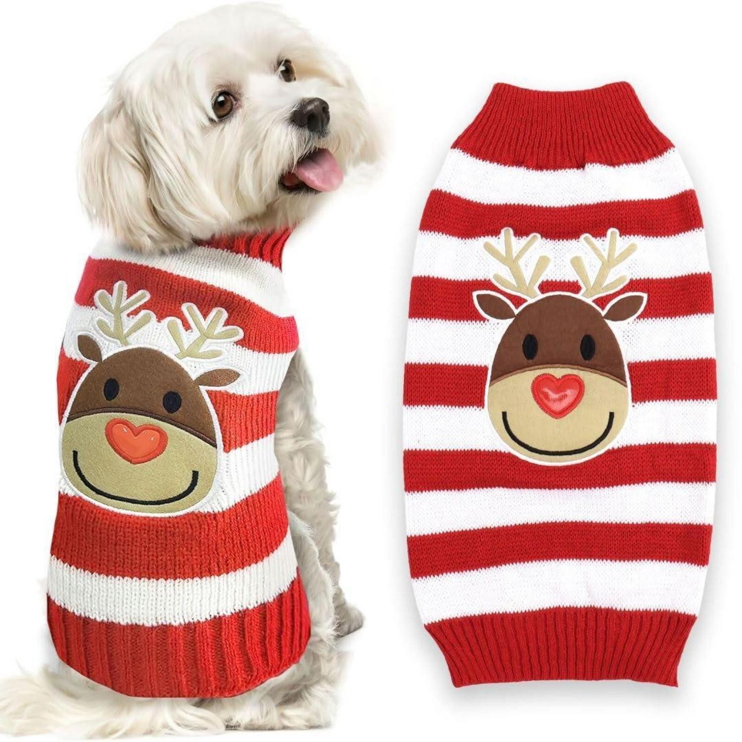 LuxusKollektion Hundepullover Hundepullover Rentier Weihnachten L Weiss