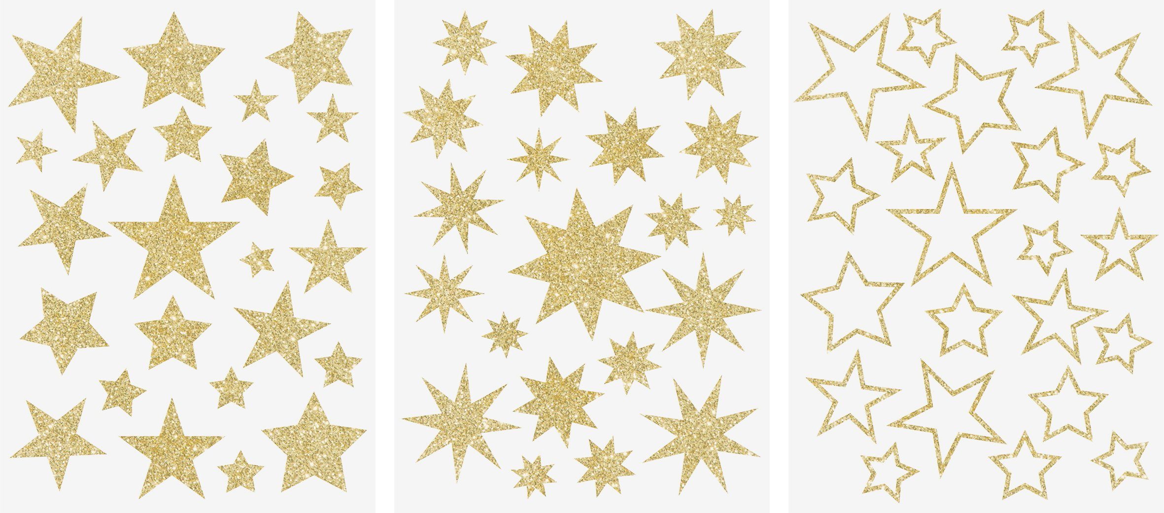 Heyda Fenstersticker Sterne, Gold, 3 Bogen günstig online kaufen