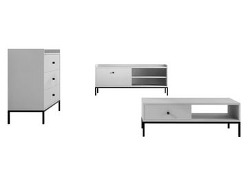 MIRJAN24 Wohnzimmer-Set Tokirot II, (3er-Set, Kommode, Couchtisch, TV-Lowboard), Untergestell aus Metall