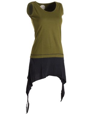 Vishes Zipfelkleid Ärmellos asymmetrisch Kleid Biobaumwolle Lagenlook Tunika, Elfen, Hippie, Boho Style