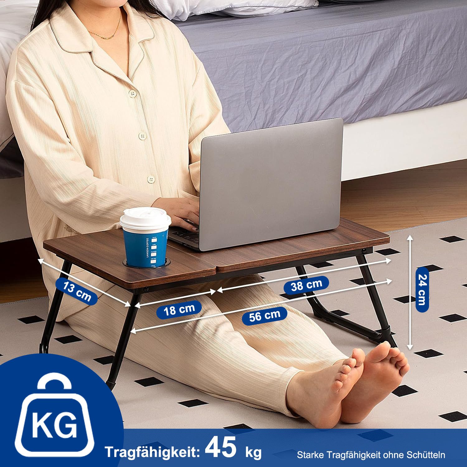 HEYHIPPO Klapptisch Verstellbarer Knietisch mit Getränkehalter, klappbarer günstig online kaufen