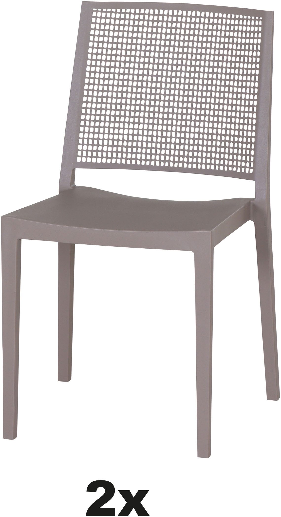 Siena Garden Gartensessel Square 2er Set Stapelstuhl taupe (Set, 2-St), Gestell, Polypropylen/Glasfaser