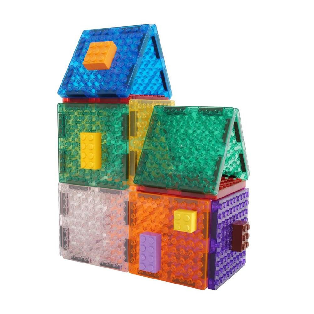 Cleverclixx Cleverclixx Brick Tiles Pack Intense 16 Teile Magnetspielbausteine, langlebiges Magnetspielzeug, robuste Bauweise, erweiterbare Sets