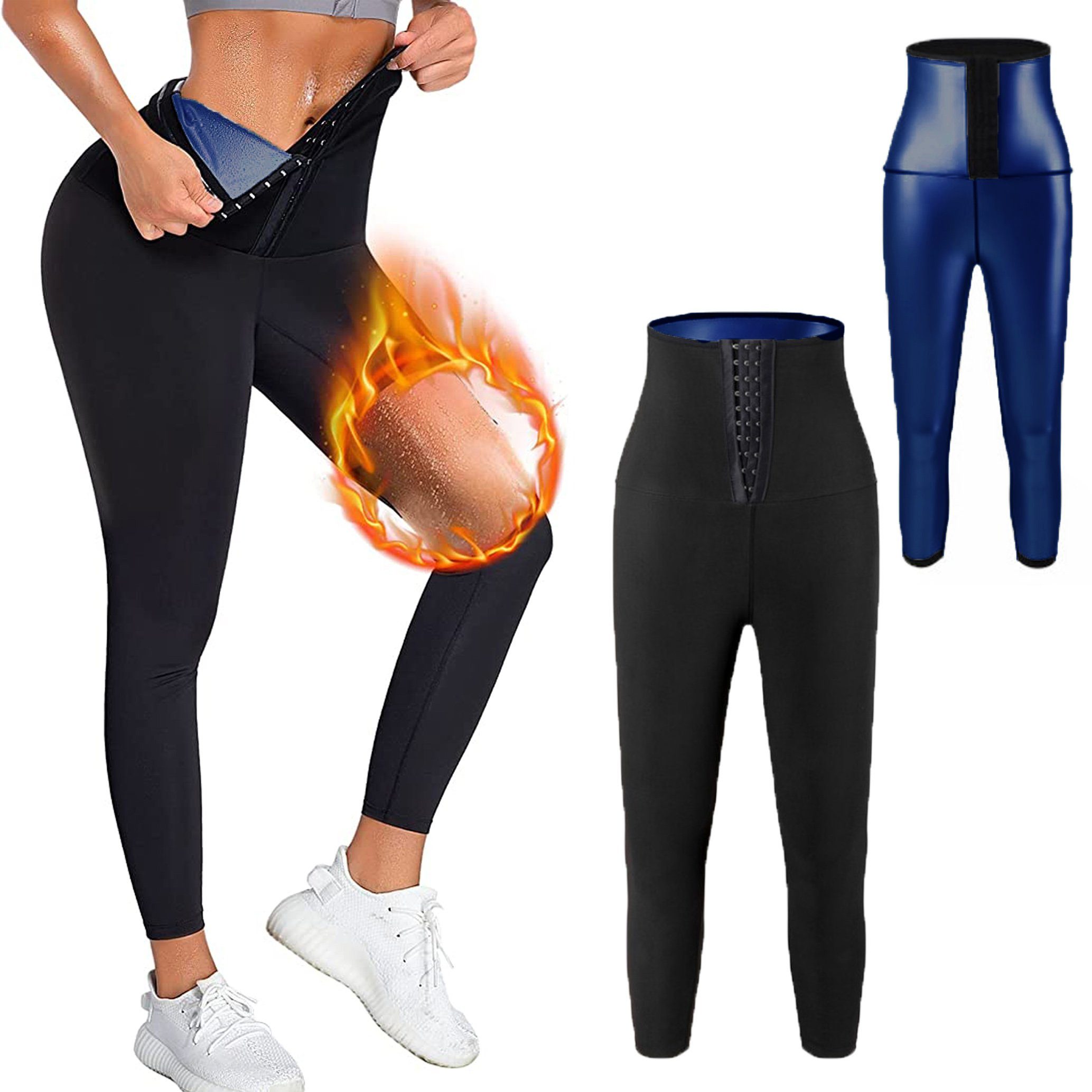 GOLDEN Leggings Sauna Hose Schwitzhose zum Abnehmen Bauch Weg Shaper Jogginghose lang 7/8