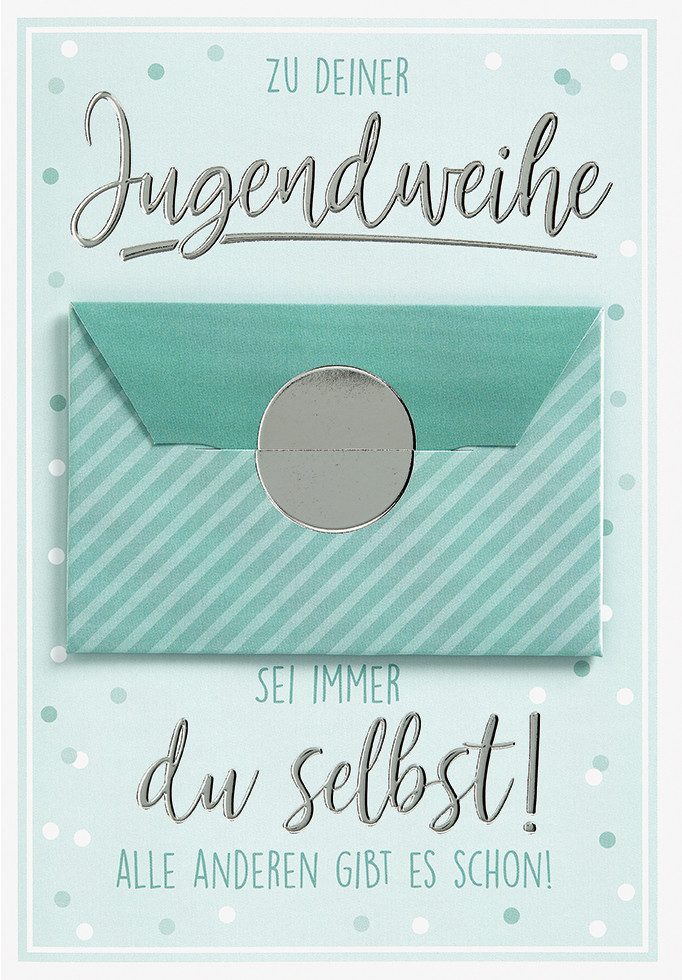 Perleberg Grußkarten Jugendweihe - Geldkarte – Glückwunschkarte im Format 11,5 x 17cm