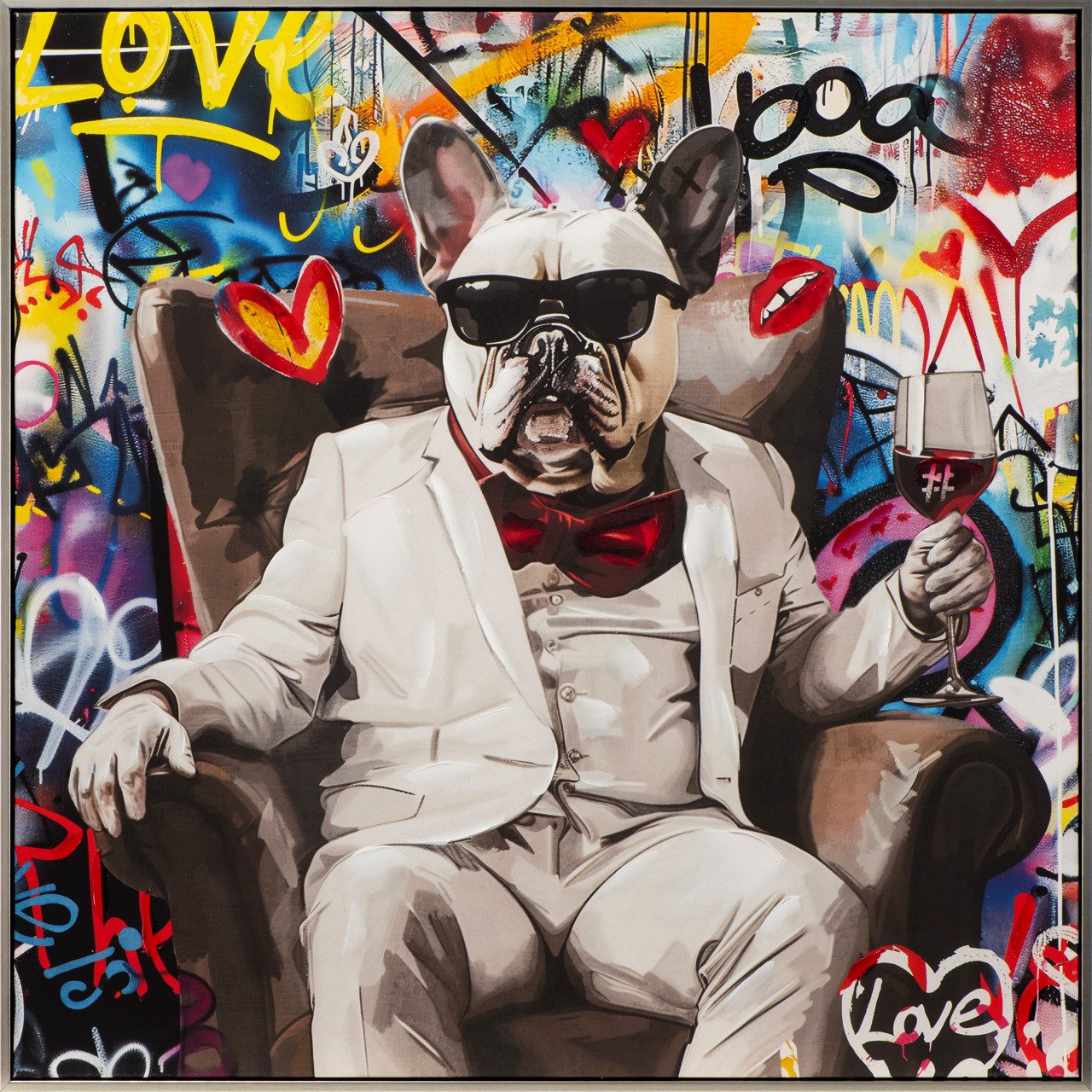 ArtUniverse Gemälde Cool French Dog 80 x 80 cm, Tiermotiv