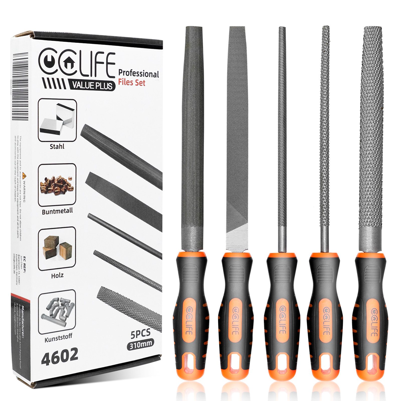 CCLIFE Feile Feilenset Metallfeile Werkstattfeilen Nadelfeilen Schlüsselfeilen, (5 St)