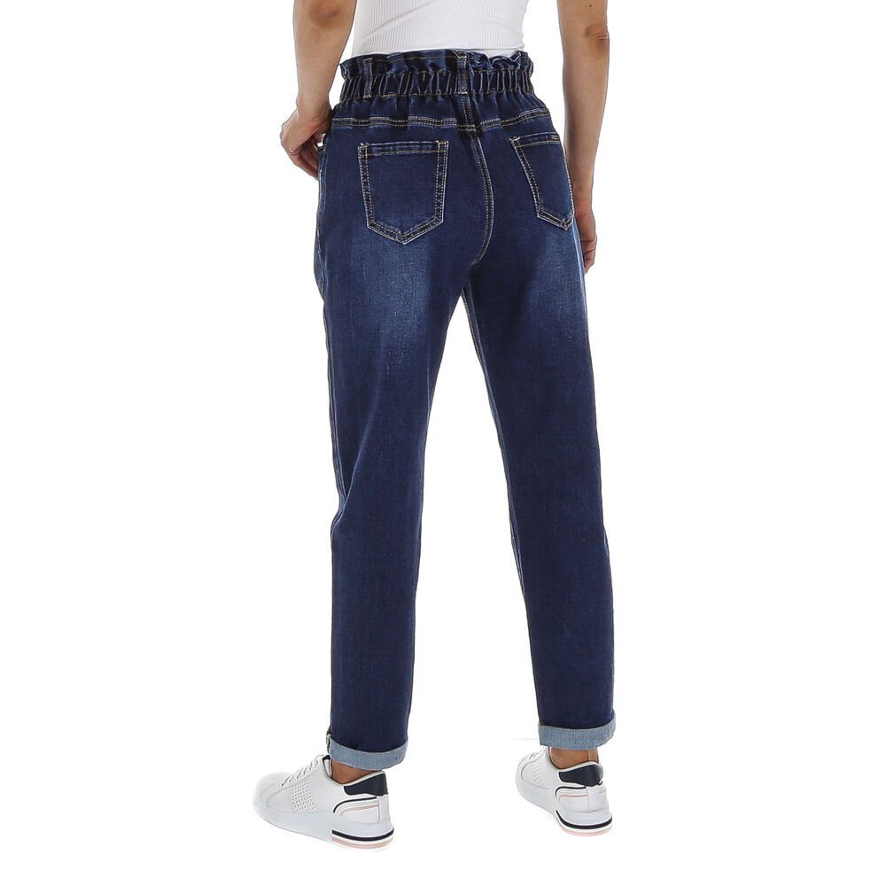 Ital-Design High-waist-Jeans Damen Freizeit Jeans Waist Stretch High in Blau