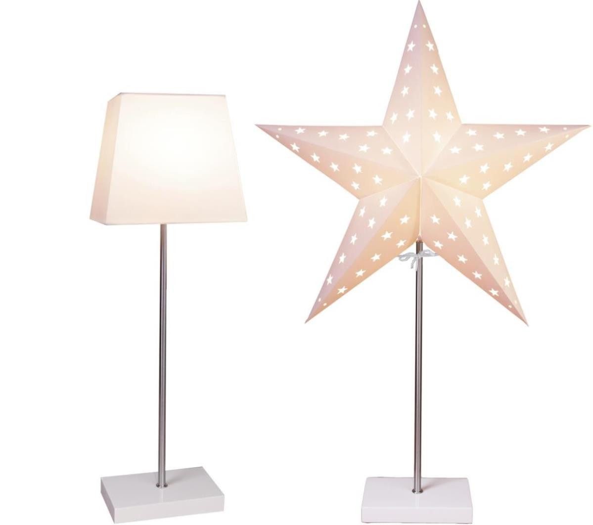 STAR TRADING LED Stern Papierstern/Dekoleuchte stehend 5-zackig 43cm, 65cm - E14 mit Kabel