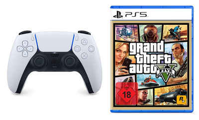 Playstation Playstation 5 Controller + GTA V PS5 Spiel - PlayStation 5-Controller (DualSense Wireless-Controller)