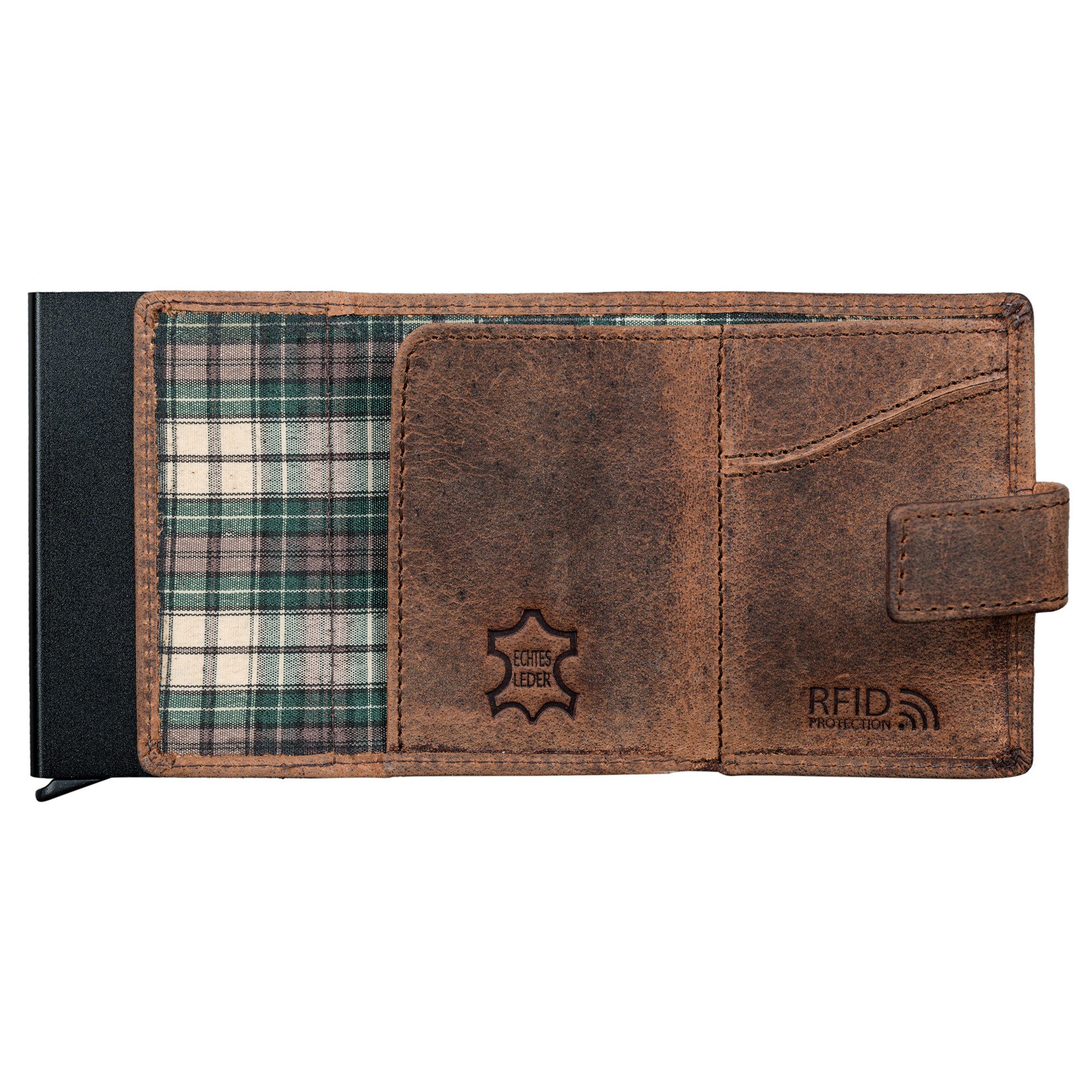 Benthill Geldbörse Herren Echt Leder RFID Slim Klein Smart Wallet Kartenetui Portemonnaie, RFID-Schutz Kartenfächer Münzfach