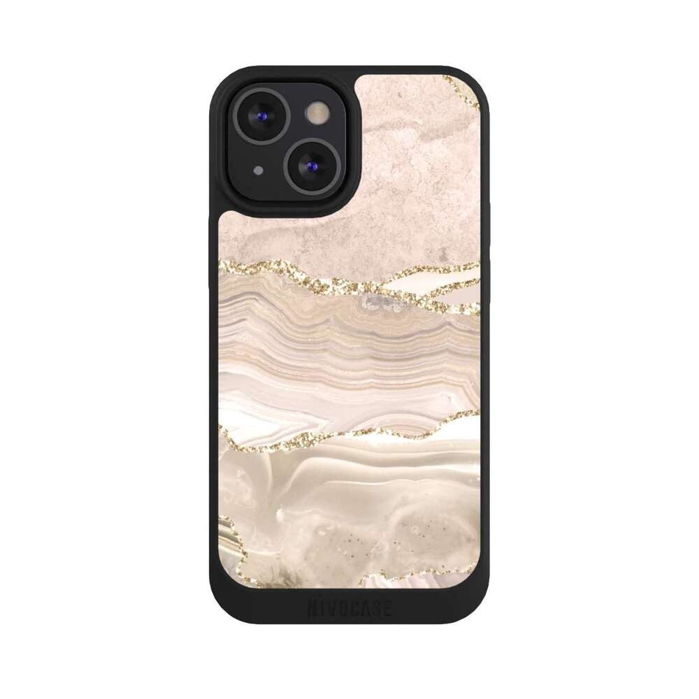 NIVOCASE Handyhülle Glitzer Look Marmor Utart Rose Marble Dream Golden Stripes, Apple iPhone 13 Mini Handyhülle Hülle NIVOpure Case Schwarz