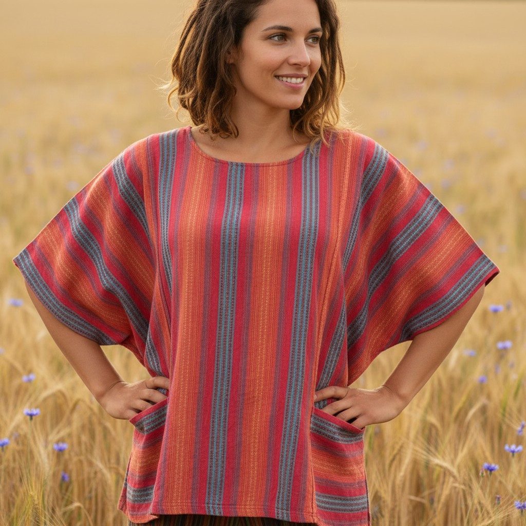 Guru-Shop Longbluse Weites Boho Blusentop mit Fledermausärmeln,.. alternati günstig online kaufen