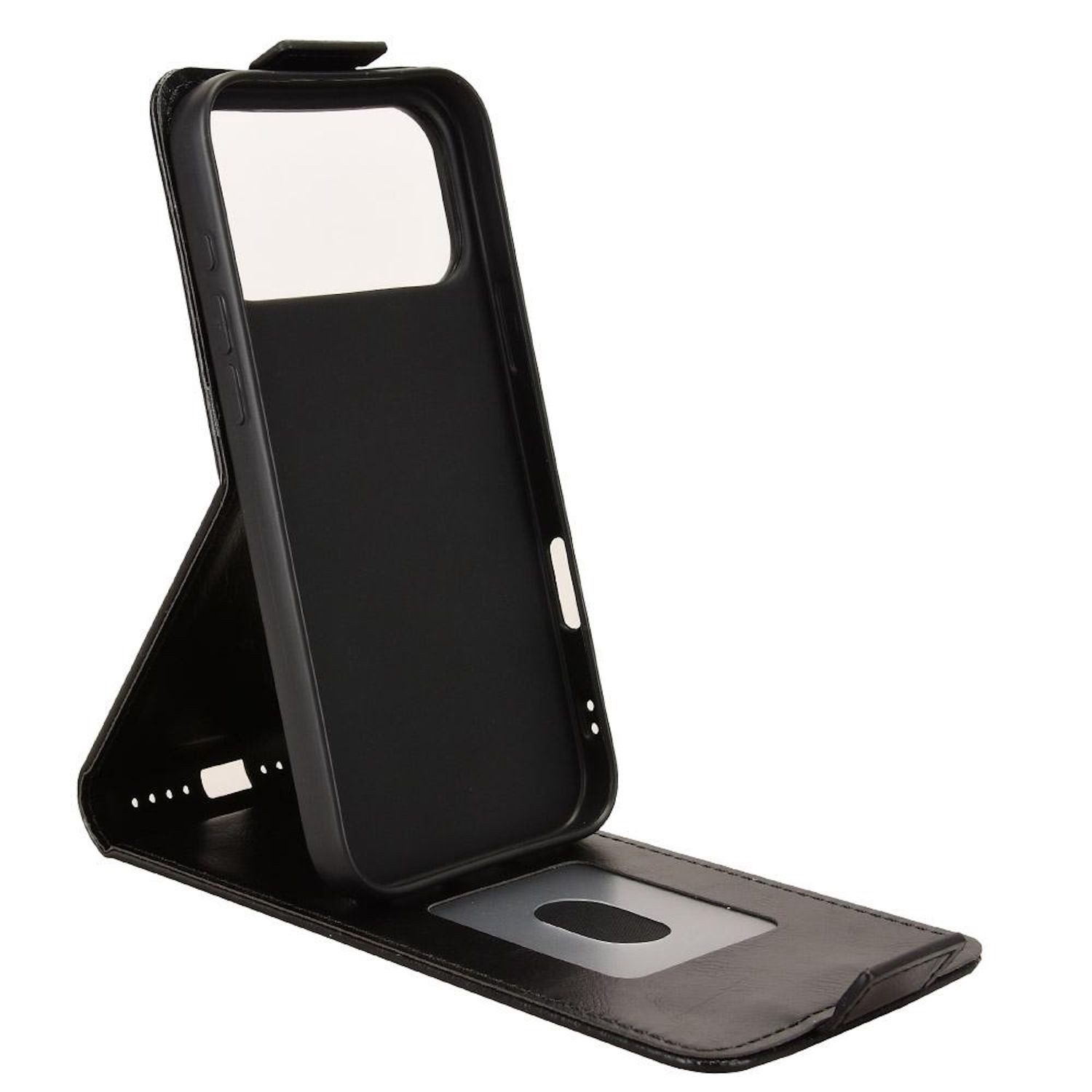 Wigento Smartphone-Hülle Für Apple iPhone 17 Pro Magnetische Wallet Kunstleder Hülle Schwarz, Magnetverschluss, Kartenfächer, Halterfunktion