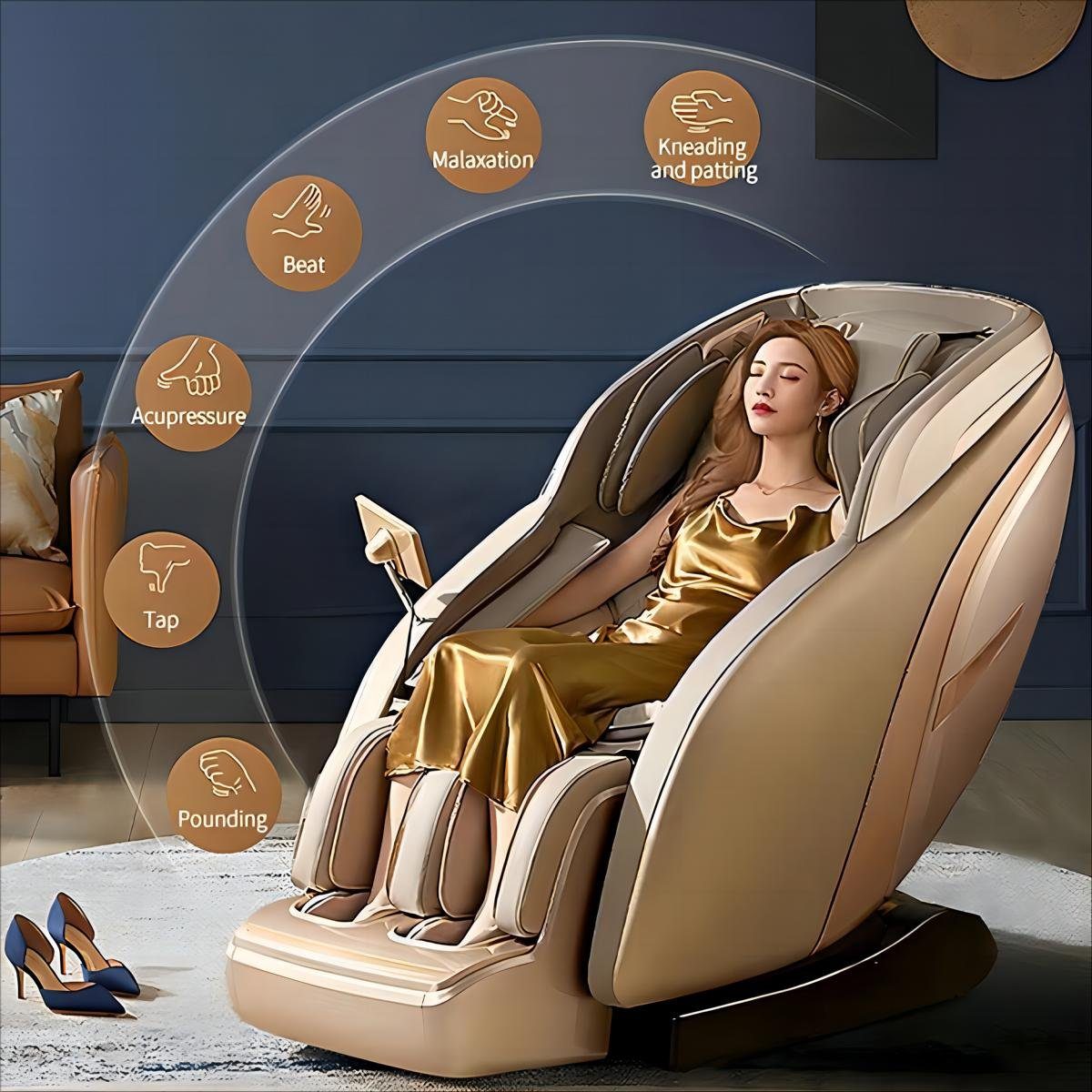 Salottini Massagesessel Designer Luxus 2D Massagesessel Sessel Modell Bern (1-St), Bluetooth-Audio, Wärmefunktion, Liegefunktion