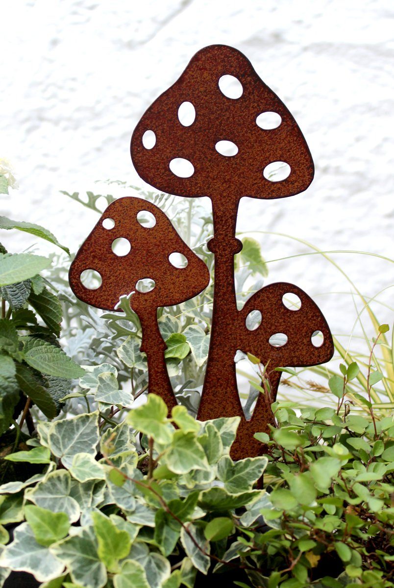 Gartenstecker Pilz Figur Beetstecker Garten Terrasse Handarbeit Keramik 