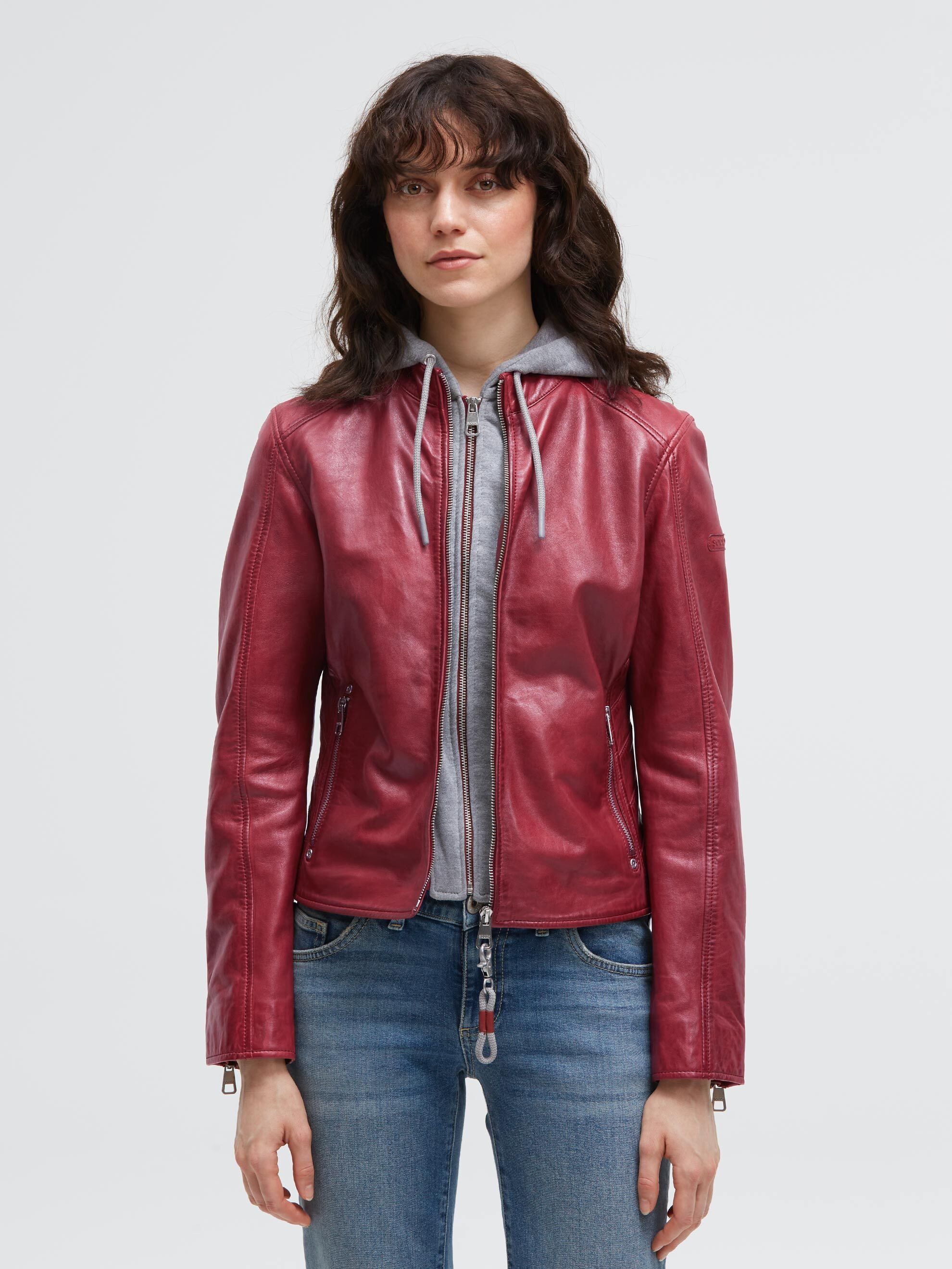 SOCCX Lederjacke mit Reißverschluss an den Einschubtaschen