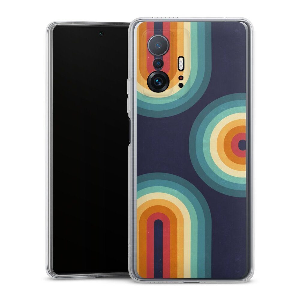 Handyhülle Retro bunt Regenbogen Double Rainbow on Blue