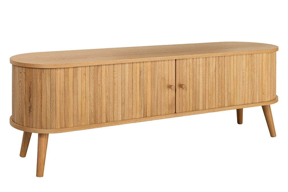riess-ambiente Lowboard VALHALLA WOOD 160cm natur · TV-Schrank mit 2 Schiebetüren & 4 Fächer (Einzelartikel, 1 St), Wohnzimmer · Eiche · Retro Design