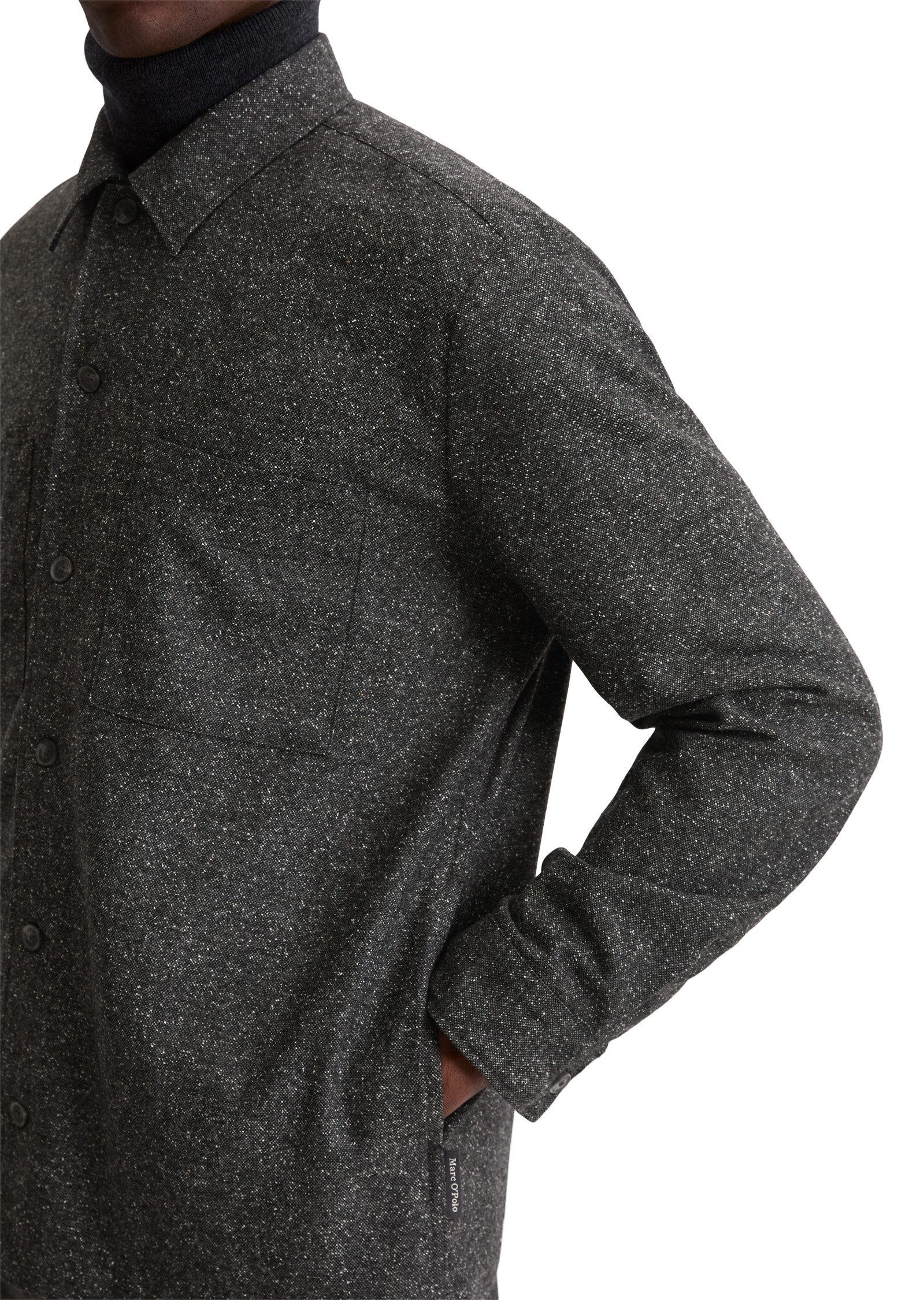 Marc O'Polo Hemdjacke Overshirt aus Woll-Mix, lockere Form, melierte Struktur – Bild 3 von 5